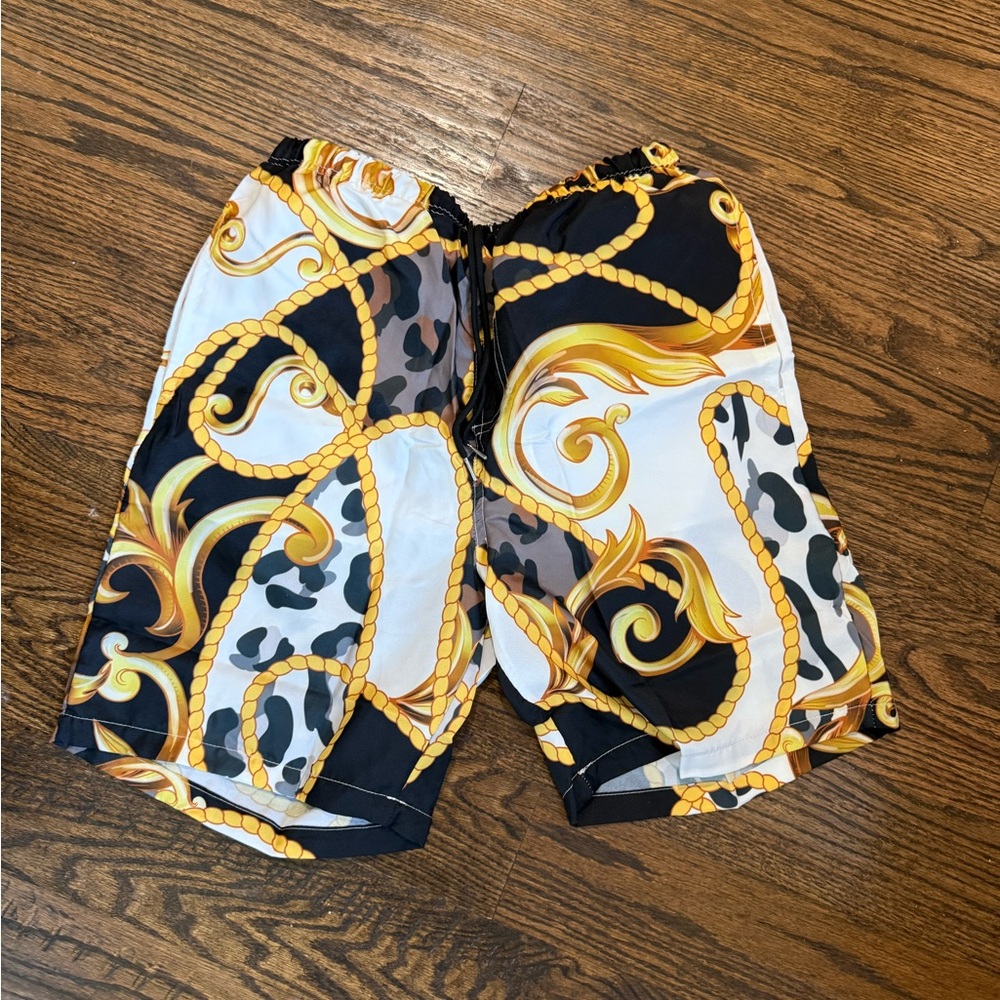 SARA NELL Men's Swim Trunks Cheetah Leopard Gold Board Shorts - NEW NWOT Medium
